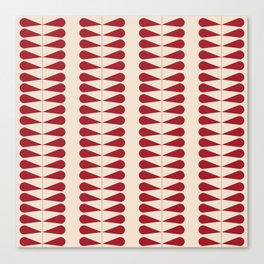 Red geometric mid century retro plant pattern Canvas Print