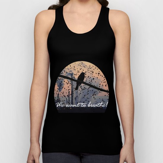 We want to breatrh! Unisex Tank Top