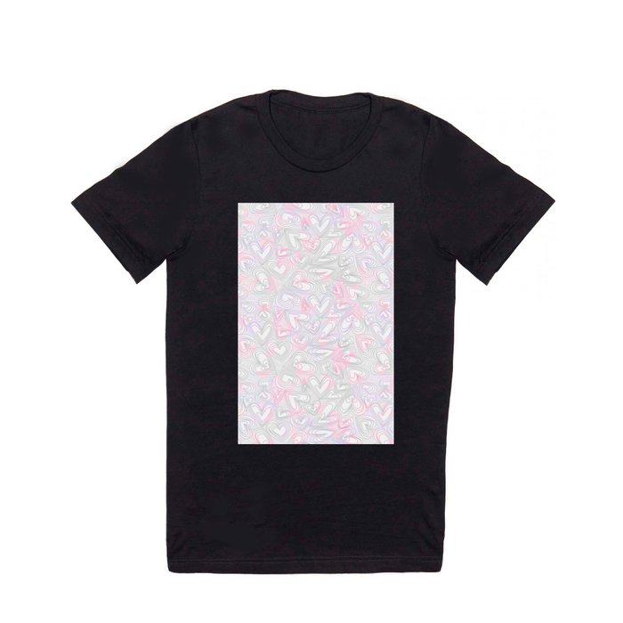 Abstract Gray Pink Lavender Valentine's Hearts T Shirt