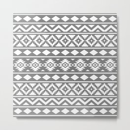 Aztec Essence Ptn III White on Grey Metal Print