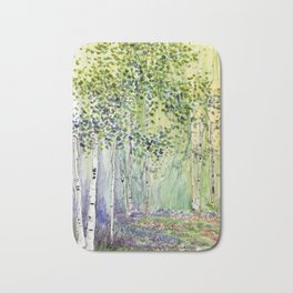 4 season watercolor collection - spring Bath Mat | Landscape, Birch, Katemoynihan, Moynihan, Nature, Traditional, Softcolors, Path, Fieldflowers, Treetunnel 