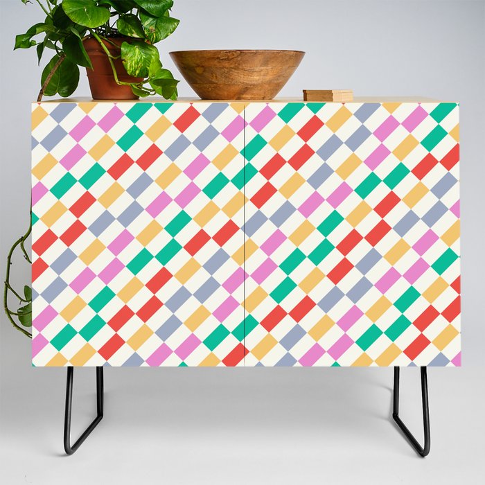 Tilted Funky Checker Pattern Credenza