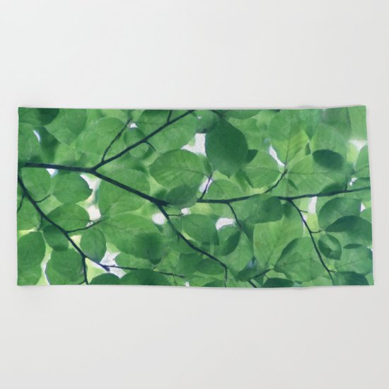 Greenery leaves Beach Towel