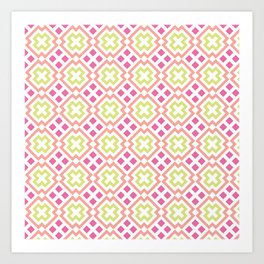 Pink Green Pattern Art Print