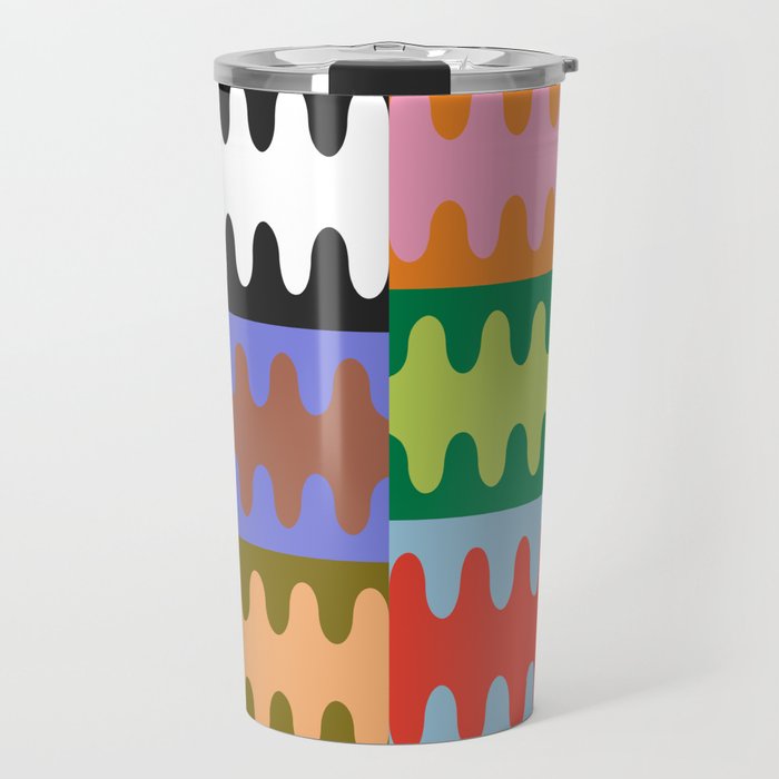 Funky Modern Wavy Shapes | Color Block Pattern Travel Mug