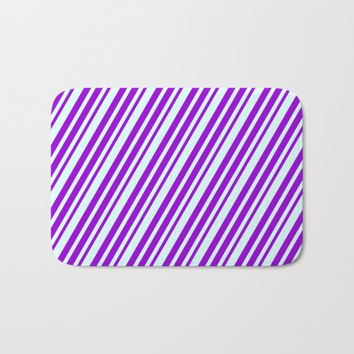Dark Violet and Light Cyan Colored Lines Pattern Bath Mat