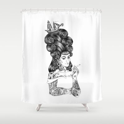 Rockabilly Shower Curtains Society6 Rockabilly Vasodelirium 69 99 Mix Shower Curtain