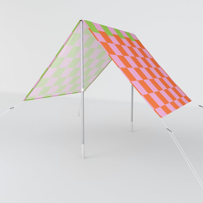 60s Colorful Groovy Checker Sun Shade