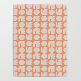 Boho surface pattern in coral pink Poster