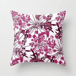 Laced crimson flowers on a white background. Throw Pillow