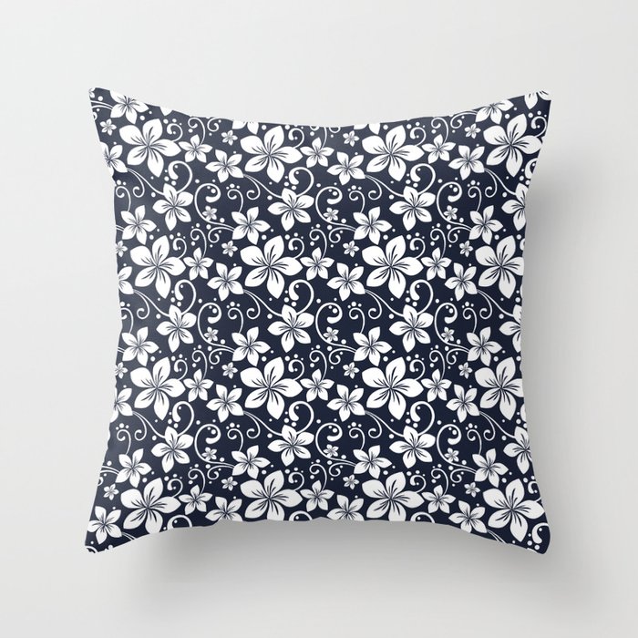 Flower Pattern - Navy Blazer - Pantone Color Throw Pillow