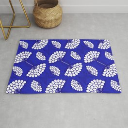 African Floral Motif on Royal Blue Area & Throw Rug