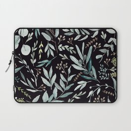 Black Eucalyptus Leaves Pattern Laptop Sleeve