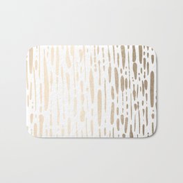White Gold Sands Modern Vertical Dotted Lines Bath Mat | Stripes, Shiny, Whitegold, White, Texture, Plain, Shine, Shimmer, Simple, Pattern 