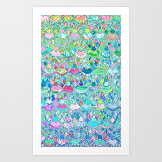 Art Deco Watercolor Patchwork Pattern 2 Art Print