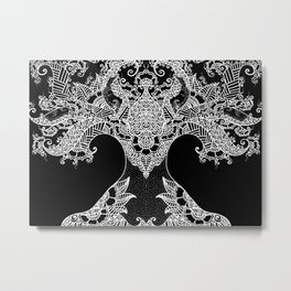 Unity of Halves - Life Tree - Rebirth - Black Metal Print | Paisley, Zentangle, Tree, Unity, Oriental, Bohemian, Black, Half, Mehendi, Floral 