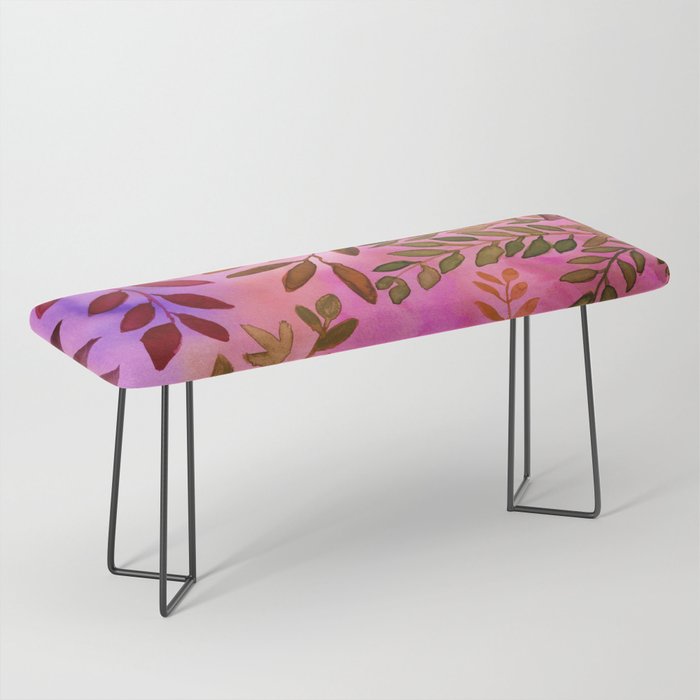Watercolor Purple Leaves Vibes Bench