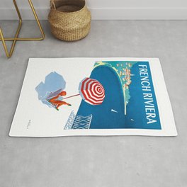 1954 FRENCH RIVIERA Travel Poster Rug | Vintagetravel, Vintagefrench, Frenchriviera, Frenchchic, Frenchtourisim, Frenchtravel, Affiche, Sttropez, Vintagesouthof, France 