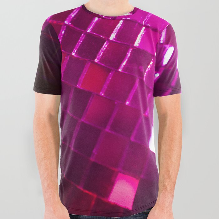 Purple Disco Ball  All Over Graphic Tee