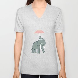 Elephant with umbrella V Neck T Shirt