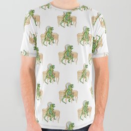 T-rex dressing up dinosaur painting  All Over Graphic Tee