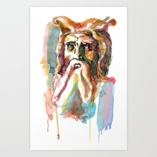 Watercolor Old Man Art Print