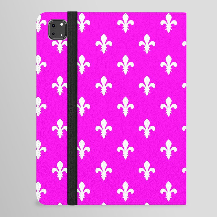 Fleur-de-Lis (White & Magenta Pattern) iPad Folio Case