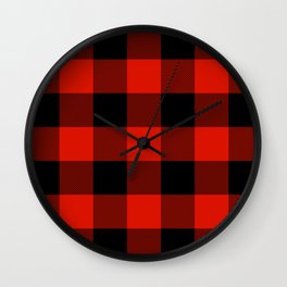 Buffalo Plaid Classic Red & Black Wall Clock