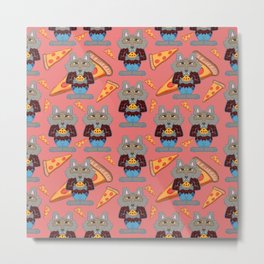 Wolf man Pizza Party Metal Print