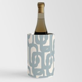 Mod Loops - Mid Century Modern Pattern in Light Blue-Gray and Cream Wine Chiller