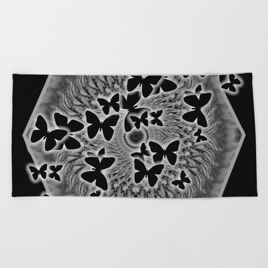 Dark butterfly kaleidoscope Beach Towel