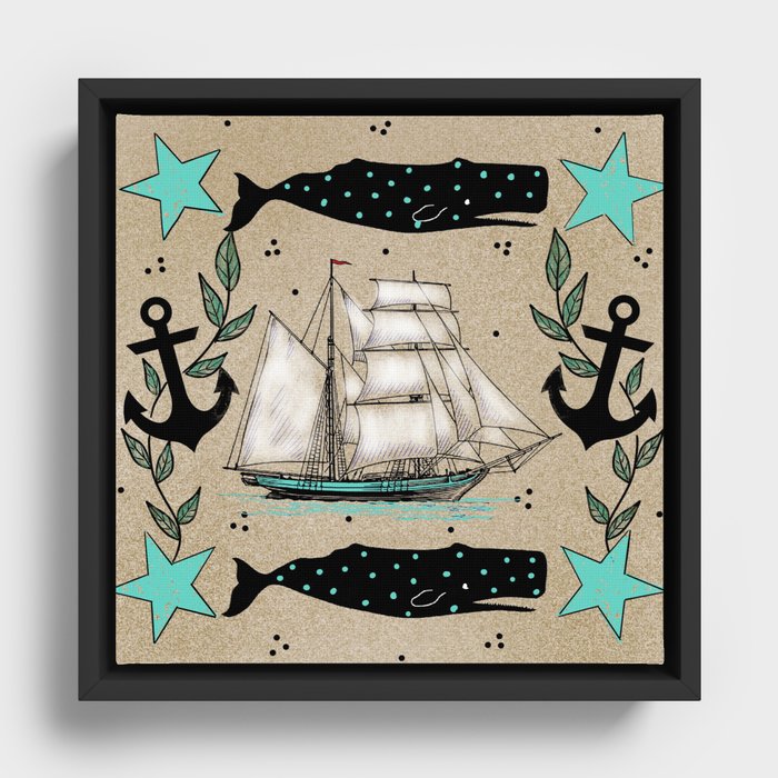 Vintage Nautical Framed Canvas