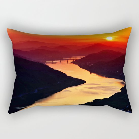 Sunset at the River Rectangular Pillow