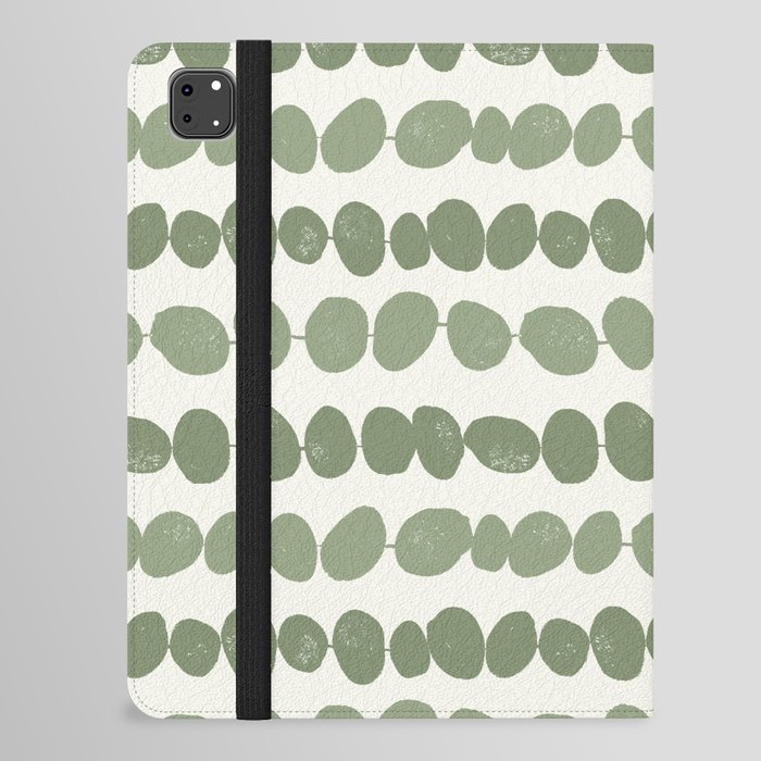 Pebbles - green pebbles on a string with a cream background iPad Folio Case