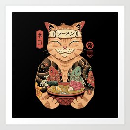 Cat Ramen Art Print