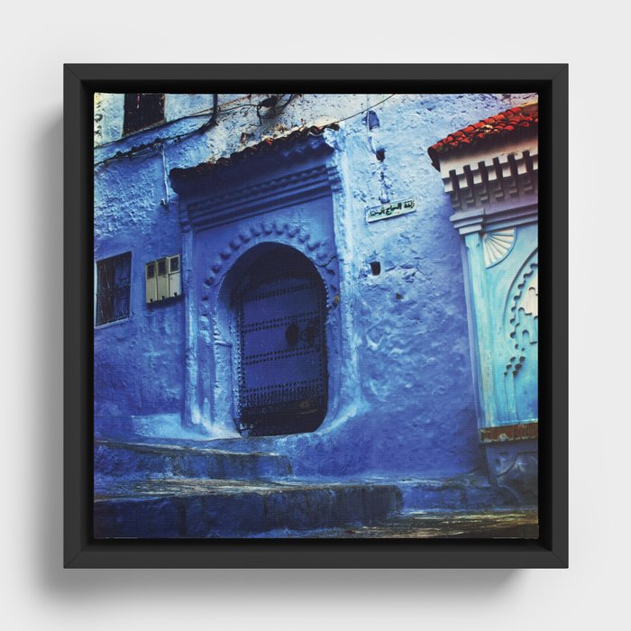 PH1 - Blue City, Traditional Buildings Chefchaoun Morocco. Framed Canvas