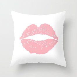 Coral Lips Throw Pillow