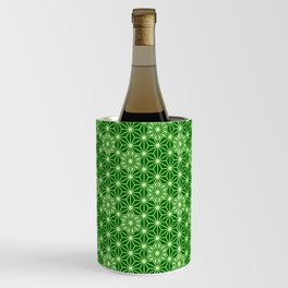 Japanese Asanoha Pattern, Emerald and Lime Green Wine Chiller