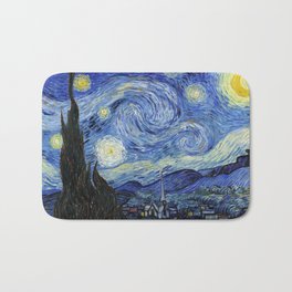 Starry Night by Vincent Van Gogh Badematte | Vincentvangogh, Post Impressionism, Blue, Vangogh, Vintage, Post Impressionist, Walldecor, Landscape, Starrynight, Painting 