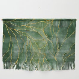 Green marble texture with golden veins Wall Hanging