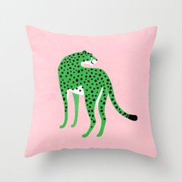 The Stare 2: Tropical Green Cheetah Edition Throw Pillow