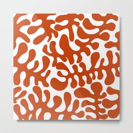 Orange Matisse cut outs seaweed pattern on white background Metal Print