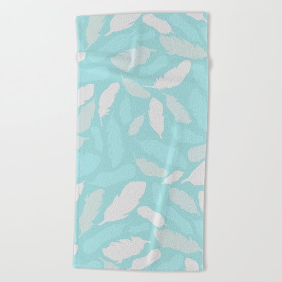Feather Pattern Mint Beach Towel