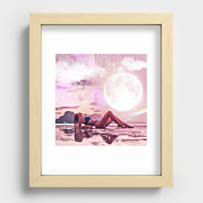 Moon Bathing Recessed Framed Print