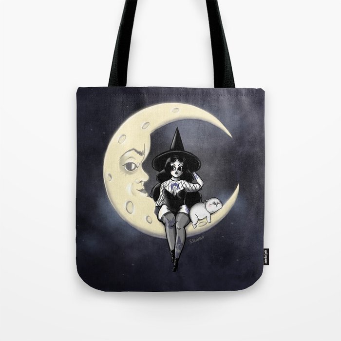 Witch on the Moon Tote Bag
