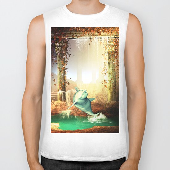 Funny dolphin Biker Tank