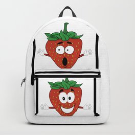 The Many Faces of Daryll Strawberry - An Emotional Strawberry Backpack | Cartoon, Emotional, Goofy, Sadness, Surprised, Drawing, Smiles, Digital, Portrait, Procreate 