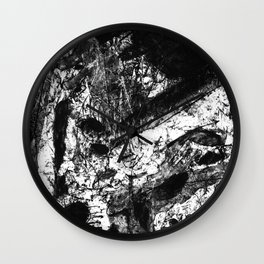 On That Day - b&w Wall Clock | Art, Oil, Fineart, Abstract, Sun, Black, Painting, Judgementday, Monoprint, Contemporary 