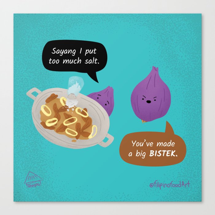 Bistek Filipino Food Pun Joke Comic Art Canvas Print by Filipino Food