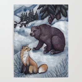 Winter meeting of Bear and Fox Poster